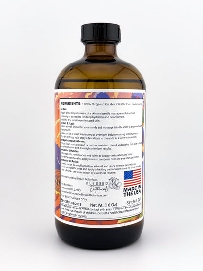 Organic Cold-Pressed Castor Oil (Hexane-Free) – A Multi-Purpose Wellness Essential (16 Ounces)