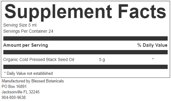 Organic Black Seed Oil - Cold Pressed