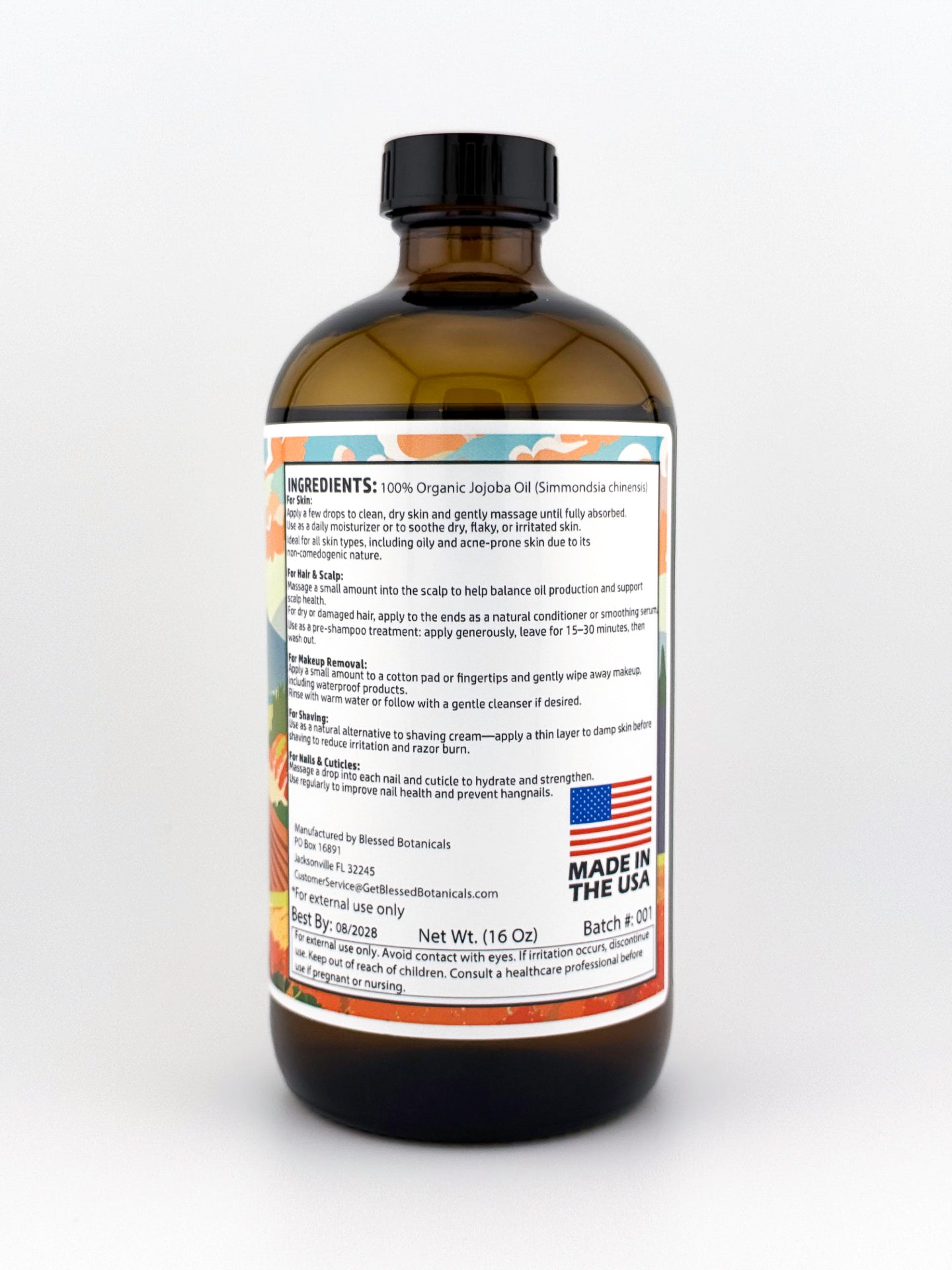 Organic Jojoba Oil – Cold-Pressed, Unrefined | Hydrating Facial & Body Moisturizer for All Skin Types (16 Ounce)