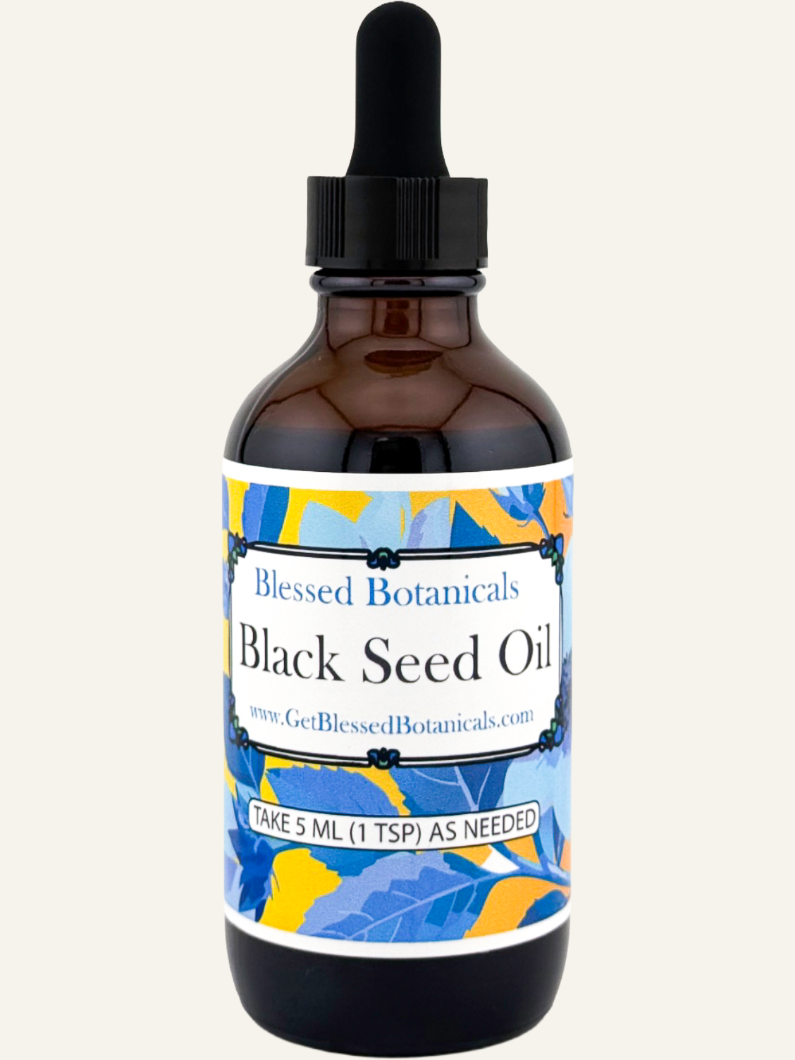 black seed oil bottle by blessed botanicals for immune support and overall wellness