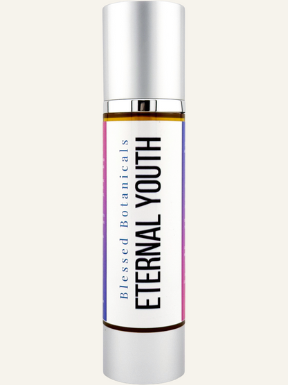 Blessed Botanicals Eternal Youth anti-aging face oil in airless pump bottle with natural ingredients
