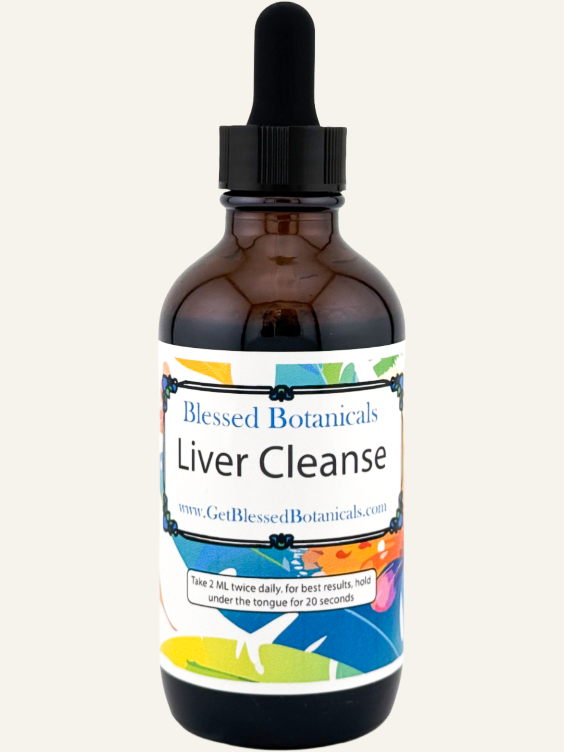 Blessed Botanicals liver cleanse herbal tincture dropper bottle for liver detox support and daily wellness