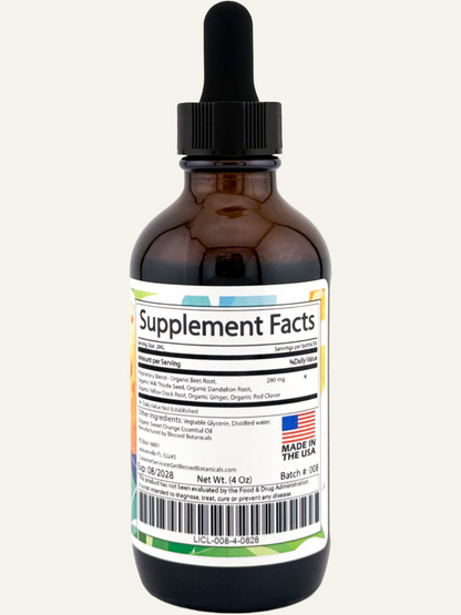 Blessed Botanicals liver cleanse supplement facts label showing ingredients and herbal blend details