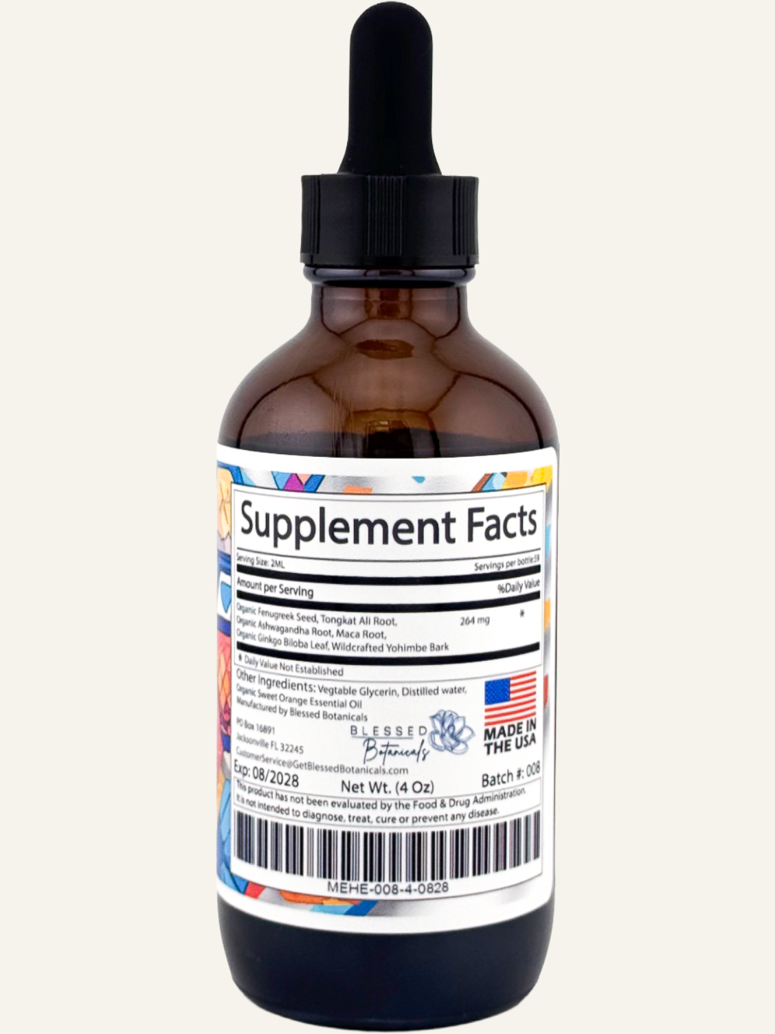 mens health supplement facts showing herbal blend with tongkat ali ashwagandha maca and ginkgo biloba