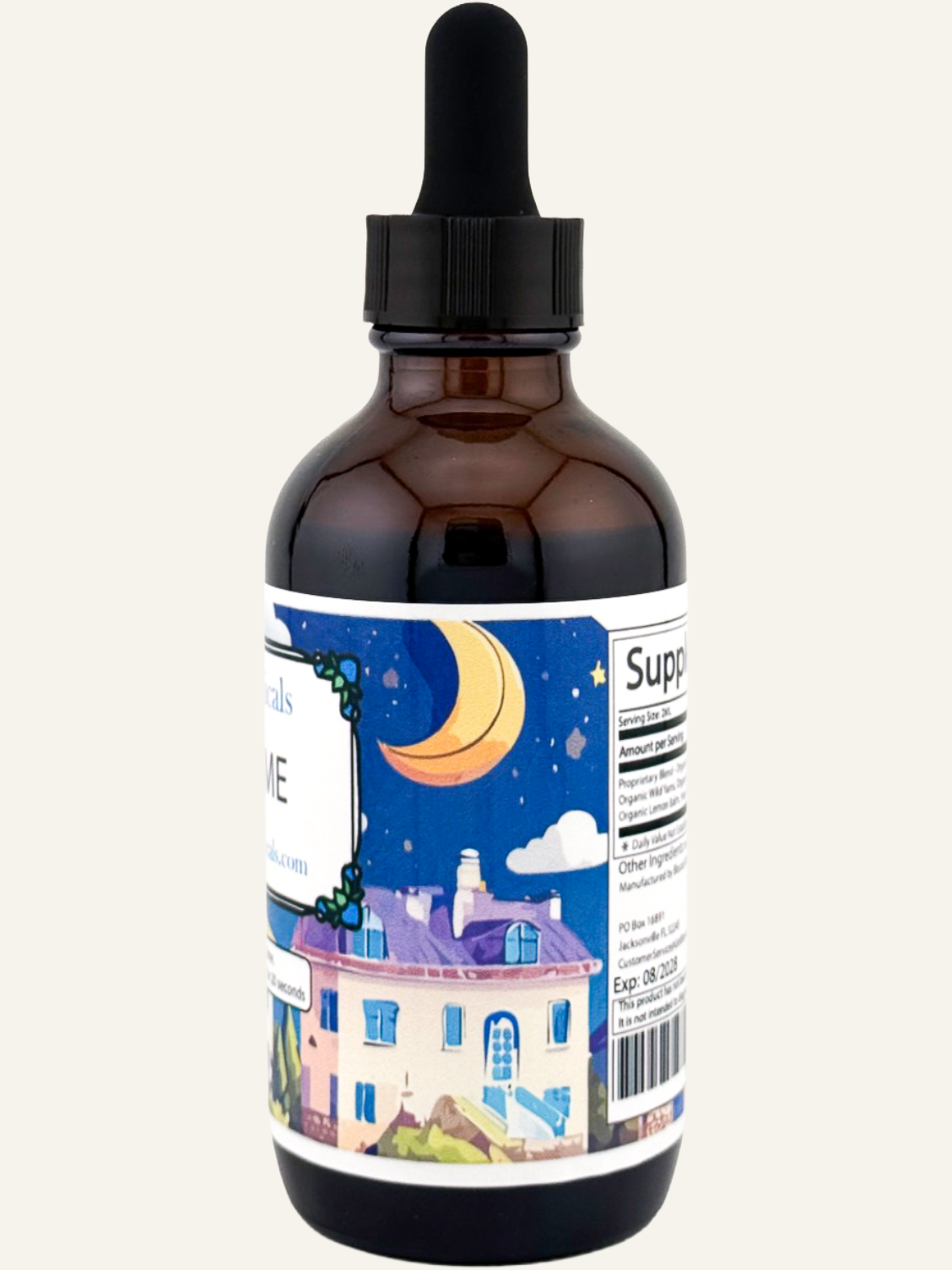 Blessed Botanicals Sleepy Time herbal extract dropper side view for nighttime relaxation support