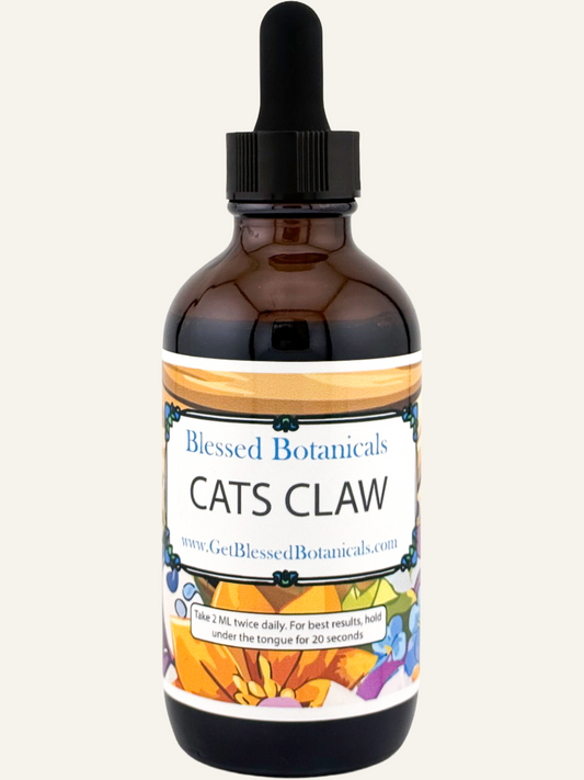 cats claw extract tincture bottle herbal liquid supplement blessed botanicals dropper