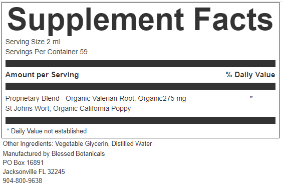 chill pill herbal tincture supplement facts with valerian root st johns wort and california poppy
