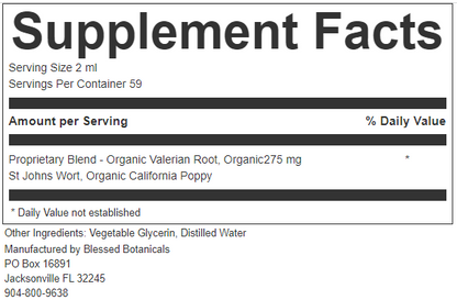 chill pill herbal tincture supplement facts with valerian root st johns wort and california poppy