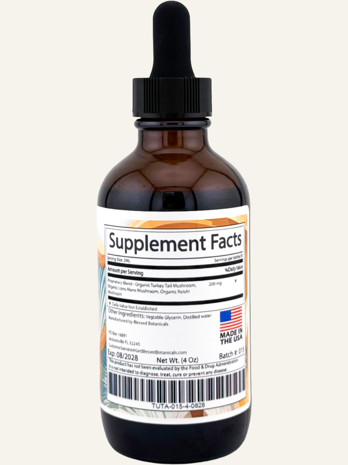 turkey tail lions mane reishi mushroom tincture supplement facts herbal liquid extract