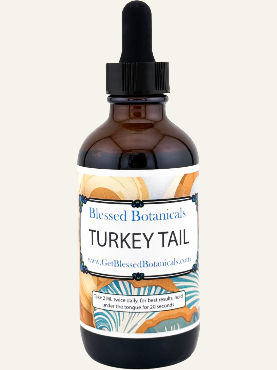 turkey tail mushroom extract herbal tincture bottle blessed botanicals